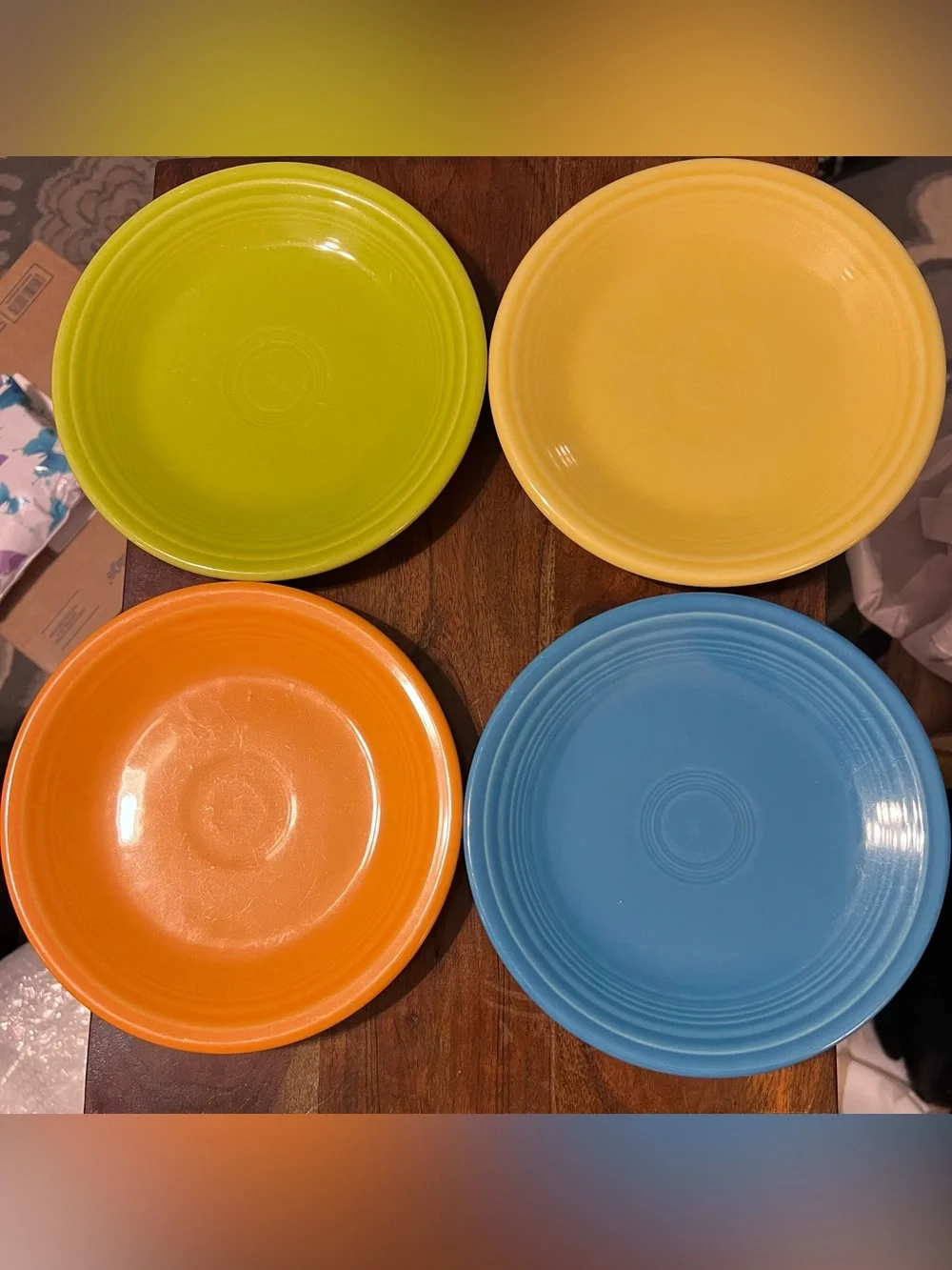 Fiesta Homer Laughlin Salad Plates Set of 4 Mixed Colors 7.25”